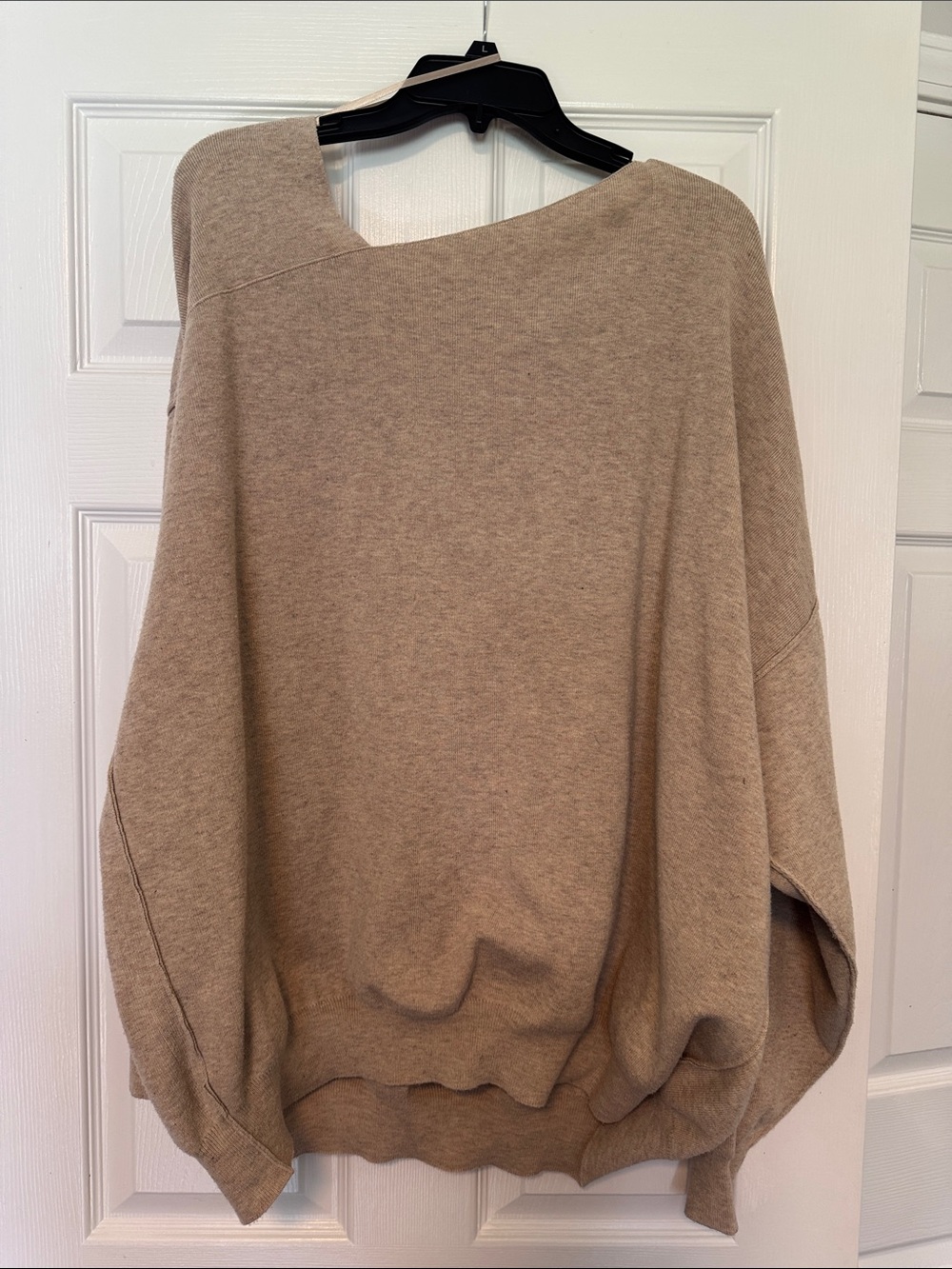 Cato Off-the-Shoulder Asymmetrical Oversized Sweater - Taupe